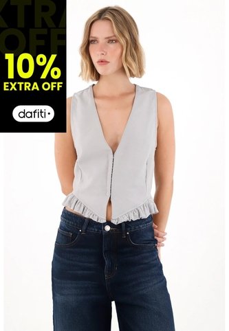 Tennis Chaleco Con Bolero En Ruedo Gris Para Mujer Tennis