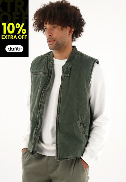 Chaleco Verde Con Teñido Overdye Para Hombre