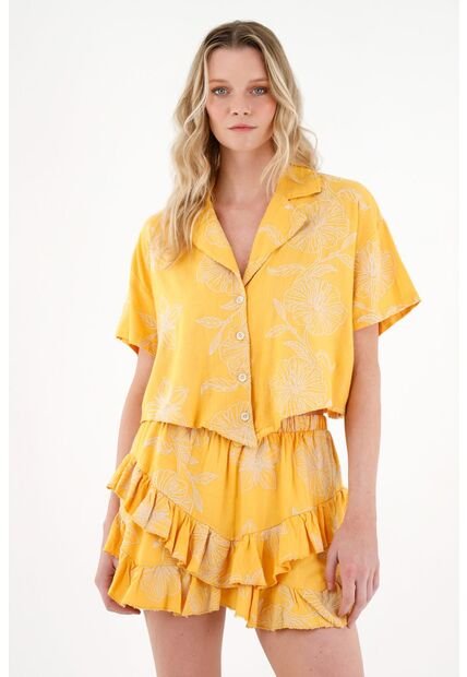 Tennis Falda Corta Con Boleros Amarilla Para Mujer