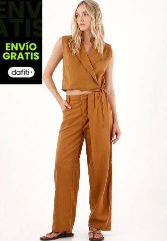 Tennis Pantalón En Tela Liviana Café Para Mujer Tennis