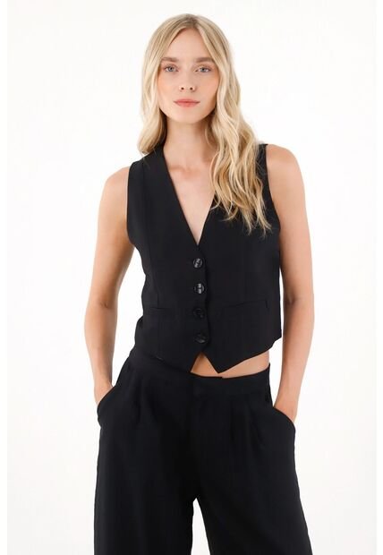 Tennis Chaleco En Tela Liviana Negro Para Mujer
