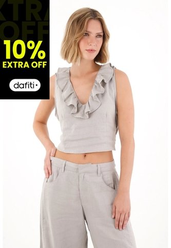 Tennis Camisa En Lino Con Bolero Gris Para Mujer Tennis
