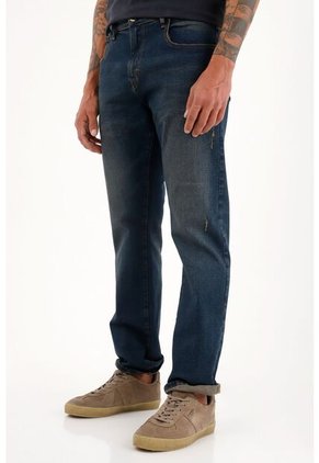 Tennis Jean Recto Tiro Medio Azul Con Realce En Las Costuras Para Hombre