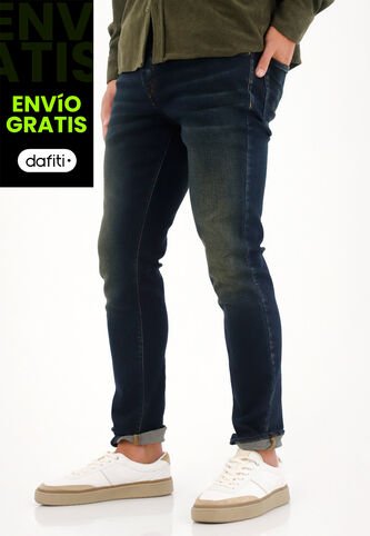 Tennis Jean Skinny Con Arrugas 3D Azul Para Hombre Tennis