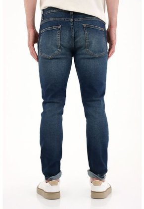 Tennis Jean Skinny Con Desgastes Azul Oscuro Para Hombre