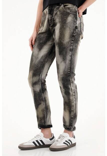 Tennis Jean Super Slim Tiro Medio Negro Para Mujer