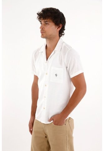 Tennis Camisa En 100% Lino Blanca Con Caída Fluida Para Hombre Tennis