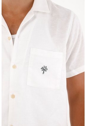 Tennis Camisa En 100% Lino Blanca Con Caída Fluida Para Hombre