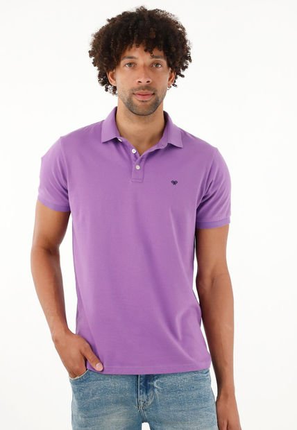 Polo Morada Con Raqueta Bordada Para Hombre