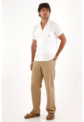 Tennis Camisa En 100% Lino Blanca Con Caída Fluida Para Hombre