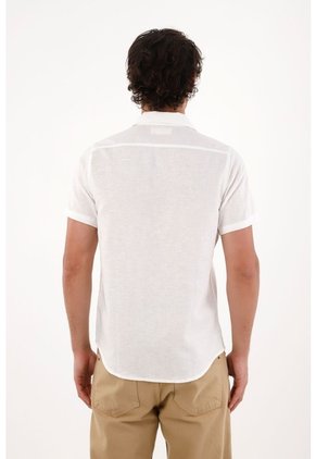 Tennis Camisa En 100% Lino Blanca Con Caída Fluida Para Hombre
