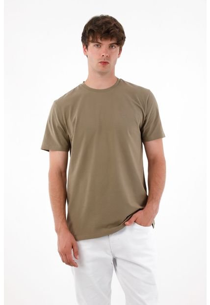 Camiseta Con Raqueta Estampada Café Para Hombre