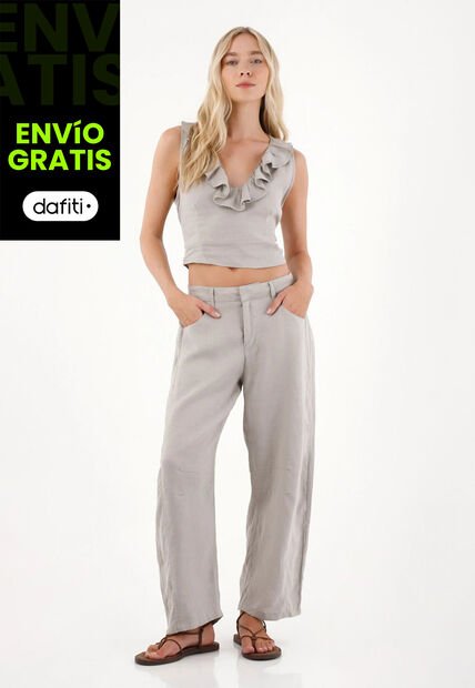 Tennis Pantalón Horseshoe En 100% Lino Para Mujer