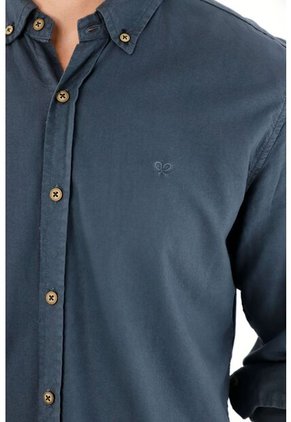 Tennis Camisa Manga Larga Con Raqueta Bordada Azul Para Hombre