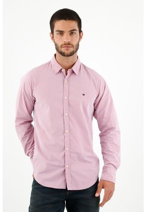 Camisa Manga Larga Roja Para Hombre