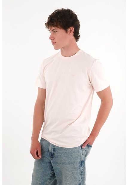 Camiseta Básica Con Mini Print Rosada Para Hombre