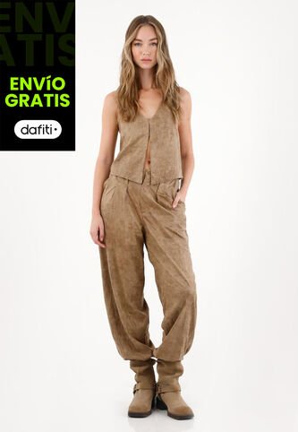 Tennis Pantalón En Cuero Sintético Café Para Mujer Tennis