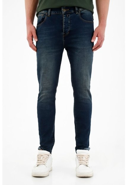 Tennis Jean Azul Super Skinny Con Iluminaciones Para Hombre