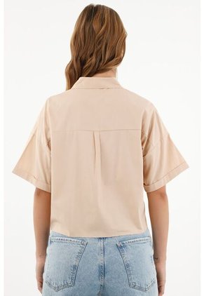 Camisa Café Con Ruedo Al Corte Para Mujer
