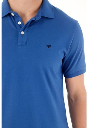 Tennis Polo Slim Fit Azul Licra Para Hombre