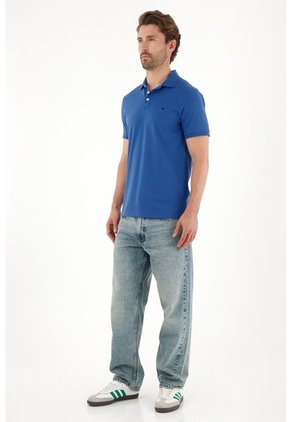 Tennis Polo Slim Fit Azul Licra Para Hombre