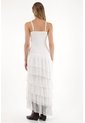 Tennis Vestido Largo En Encaje Con Boleros Crudo Para Mujer de Tennis