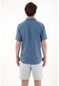 Tennis Camisa Manga Corta En 100% Lino Azul Para Hombre de Tennis