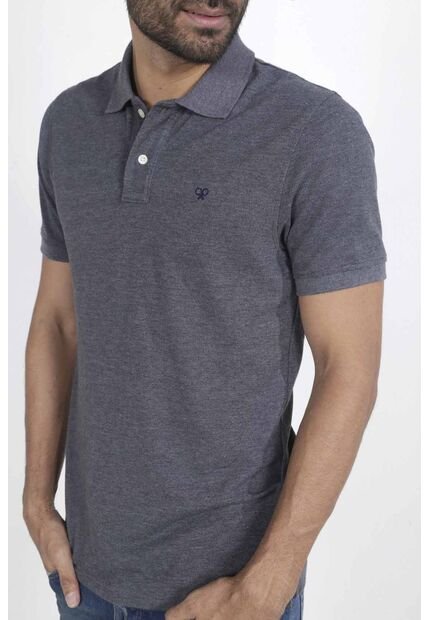 Polo Gris  Lycra-Algodón Para Hombre