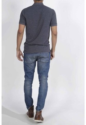 Polo Gris  Lycra-Algodón Para Hombre