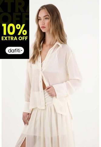 Tennis Camisa Manga Larga Con Transparencia Crudo Para Mujer Tennis