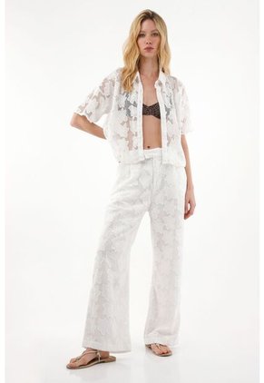 Camisa Crudo Con Diseño De Flores Para Mujer