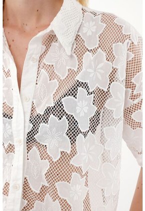 Camisa Crudo Con Diseño De Flores Para Mujer