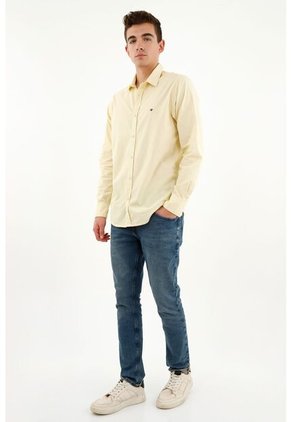 Camisa Preteñida Amarilla Para Hombre