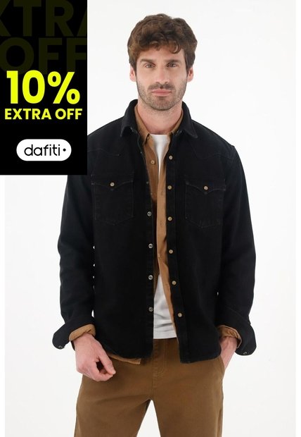 Tennis Camisa En Denim Tono Oscuro Azul Para Hombre