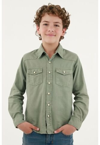 Camisa Verde Manga Larga Para Niño Tennis