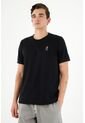 Camiseta Negra Con Mini Bordado En Punto Corazón Para Hombre de Tennis