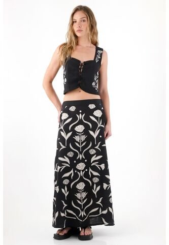 Tennis Falda Larga En Lino 100% Con Bordados Para Mujer Tennis