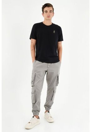 Camiseta Negra Con Mini Bordado En Punto Corazón Para Hombre