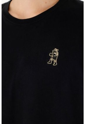 Camiseta Negra Con Mini Bordado En Punto Corazón Para Hombre