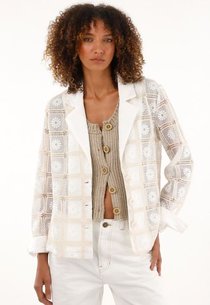 Chaqueta Tipo Blazer Con Detalles Tejidos Para Mujer