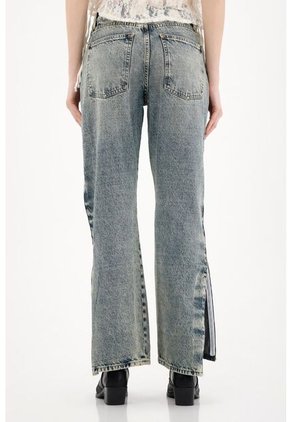 Tennis Jean Recto Con Aberturas Y Abrochaduras Laterales Para Mujer