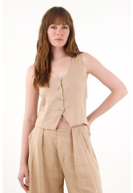 Tennis Chaleco En 100% Lino Crudo Para Mujer