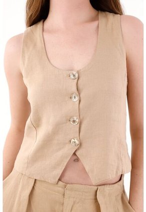 Tennis Chaleco En 100% Lino Crudo Para Mujer