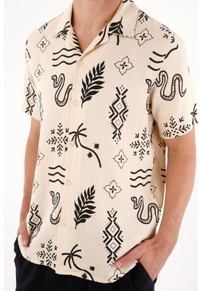 Tennis Camisa Tipo Bowling Con Estampado Para Hombre