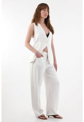 Tennis Chaleco Largo Con Escote En V Crudo Para Mujer