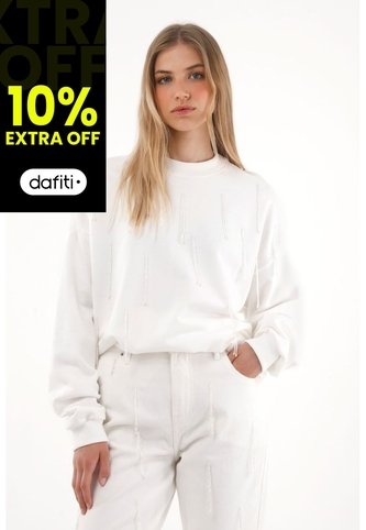Tennis Buzo Con Flecos Y Apliques Crudo Para Mujer Tennis