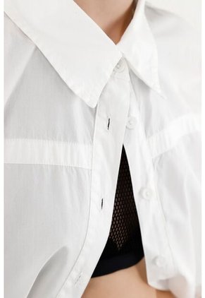 Camisa Blanca En Popelina Para Mujer