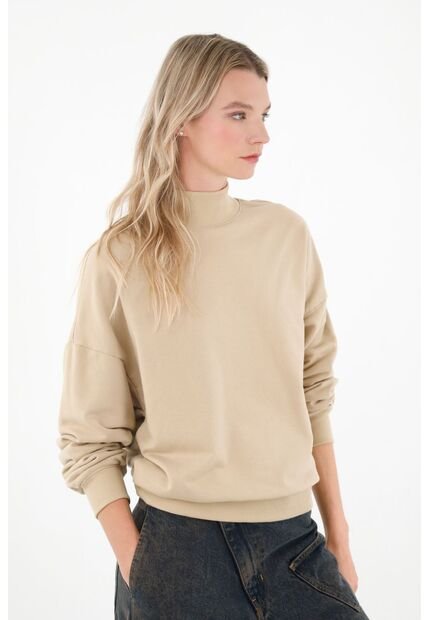 Buzo Café De Cuello Alto Para Mujer