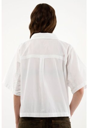 Camisa Blanca En Popelina Para Mujer