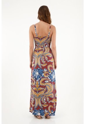 Vestido Largo Estampado De Tiras Para Mujer